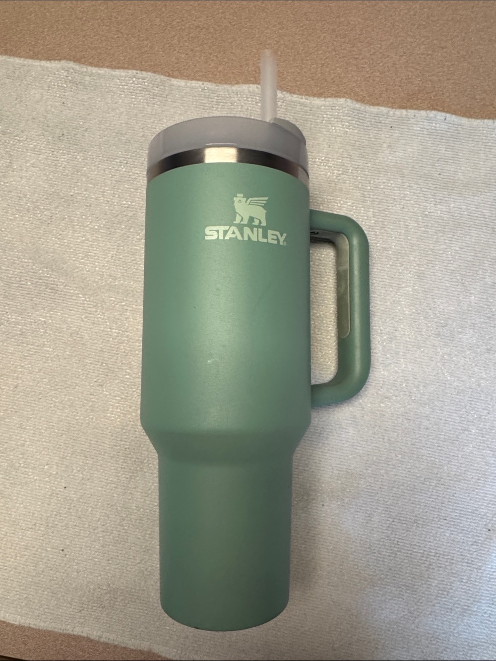 Stanley Seafoam Green Travel Mug with Handle and Straw